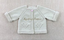 Printed PDF Knitting Pattern Baby Cardigan with Hearts, 0-18 Months, Free Ship Baby Cardigan price
