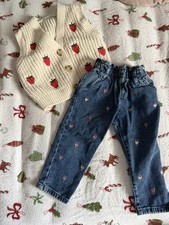 Cream strawberry knit vest with button up front and pockets. Size: 2T primark Baby Cardigan price