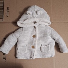 Carter's 6 Months Beige Knit Hooded Cardigan Sweater Bear Ears Button Baby Cardigan price