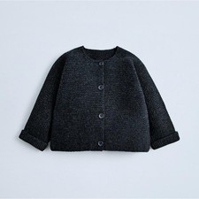 Zara Baby/Toddler Seed Stitch Knit Button-Front Cardigan Sweater Black 9-12 mnth Baby Cardigan price
