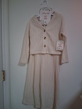 Maddie & Michelle Girls 2pc Ribbed Cardigan & Pants Set Size 5 Beige Fall Baby Cardigan price