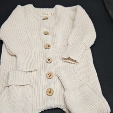 Petite Co Cream Knit Cardigan Sweater Button Front Pockets 3-6 Months Baby Cardigan price