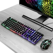 Wired Gaming Keyboard and Mouse Set RGB LED Rainbow Backlit for Computer Desktop Gaming Keyboard price