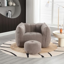 Soft Bean Bag Chair w/ Foam & Footstool, Square Lazy Sofa for Gaming & TV TV Chair price