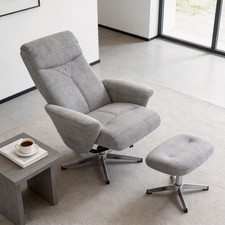 Modern Chenille Swivel Recliner with Ottoman Light Grey Ergonomic Manual TV Chair price