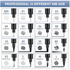 Technical Drawing Pens - 16 Assorted Sizes Technical Drawing and Graphic Pen price