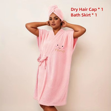 2 Pcs Spa & Home Women'S Microfiber Bathrobe - Adjustable VNeck Shawl Wrap - Flu Towel & Bathrobe Set price