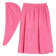 ˜Women Soft Spa Bath Body Wrap Set Towel Bathrobe With Fast Dry Hair Drying Cap Towel & Bathrobe Set price