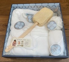 Spa Set 5 piece Robe Towel Sleep Mask Bath Sponge Back Brush White New Towel & Bathrobe Set price