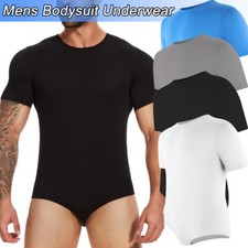 Mens One Piece Short Sleeve Bodysuit Romper Pajamas Basic Top T-Shirts Underwear Men's Bodysuit price