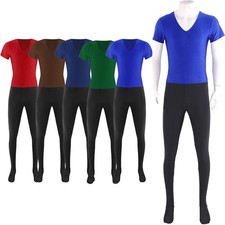 Mens Bodysuit Long Pants Costume Competition Jumpsuit Short Sleeve Ballet Yoga Men's Bodysuit price