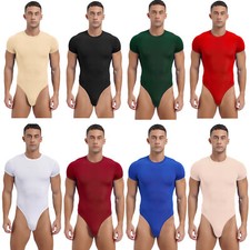 Mens One Piece Thong Bodysuit Undershirt Crotch Shirt Leotard Snappies Pajamas Men's Bodysuit price