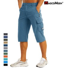 Mens Cargo Work Shorts Quick Drying 3/4 Length Casual Hiking Running Capri Pants Men's Capri Pants price