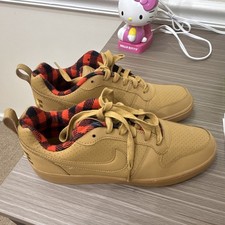 Nike Court Borough Low Men's Tan Leather Sneakers Red/Black Plaid Lining Boys' Classic Shoes price