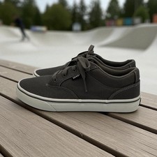 Vans Boys Classic Gray White Canvas Lace Up Sneakers Shoes Size 7Y Boys' Classic Shoes price