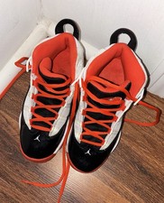 Jordans Kids Size 13C Basketball Shoes Orange Black Boys High Tops Boys' Classic Shoes price