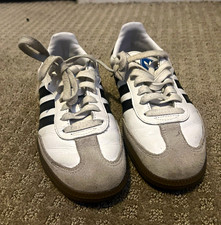 adidas Samba Low Top Lace Up Athletic Sneaker White/Black/Gray Striped Boys' Classic Shoes price
