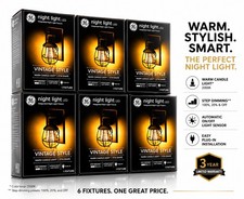 GE Vintage Style LED Night Light Plug-In 6pc Lot Warm Candle Light Auto Sensor Baby Room Night Light price
