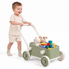 Baby Push Walker w/Wheels,Toddler Play Wagon w/Foldable Handlebar&Storage Basket Baby Walker price
