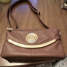 Brown Pebbled Small Crossbody/Shoulder Bag, Multi Zip Pockets, Gold Hardware Women's Messenger Bag price