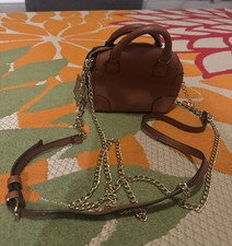 Women’s Small Brown Pebbled Mini Crossbody Satchel Top Handle Zip Chain Strap Women's Messenger Bag price
