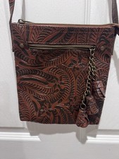 Brown Embossed Floral Small Women’s Crossbody Zip Bag w/ Charm Women's Messenger Bag price