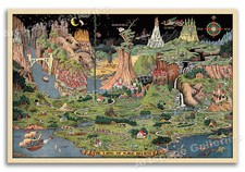 "The Land of Make Believe” 1930 Vintage Style Fairy Tale Map Poster - 16x24 Poster price