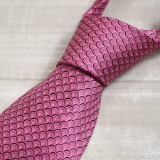 LANVIN PARIS Vintage Art Deco Fan Pattern Pink Silk Tie Made in France Fan Tie price