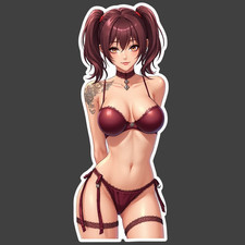 Pinup Girl Sticker Vinyl Decal Red Lingerie Anime Fire Tattoos Spicy Bold Art Toilet Sticker price
