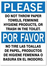 (4 Pack) Please: Do Not Throw Paper or Trash in Toilet Sticker 5" x 3.5" Inches Toilet Sticker price