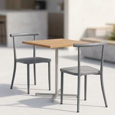 Modern Metal Dining Chair Matte Grey Minimalist Desk Bistro Patio Cafe Seat 32" Cafe & Canteen Chair price