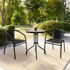 Set of 2 Commercial Grade Black Rattan Indoor-Outdoor Restaurant Stack Chairs Cafe & Canteen Chair price