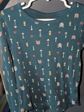 Old Navy Girls M (8) Teal Arrow Print Long Sleeve Crew Neck Pullover Shirt Girls' Shirt price