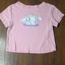 Sanrio Cinnamoroll Pink Girls T-Shirt Sz S Cotton Crop Top Short Sleeve Logo Girls' Shirt price