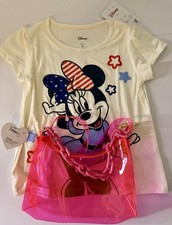 Disney Minnie Mouse Girls Patriotic Glitter Graphic Tee Sz 6/Piper & Jax Bag NWT Girls' Shirt price