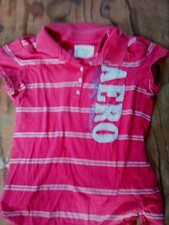 Aeropostale Girls Juniors Polo Shirt Youth XL Slim Fit Pink Logo S/S Stretch Girls' Shirt price