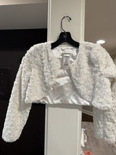 Bonnie Jean Girls Soft FauxFur Bolero Wrap Winter White Long Sleeve L Large Mint Girls' Bolero price