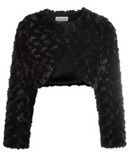 NEW Bonnie Jean Girls Size 8 (M) BLACK FAUX FUR Bolero Shrug Sweater Jacket NWT Girls' Bolero price