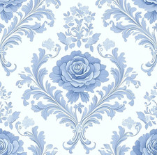 White and Blue Damask Peel and Stick Wallpaper Floral Contact Paper 16.9" X 118. Wallpaper price