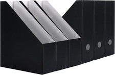 6 Pack Black Magazine File Holder, Cardboard Magazine Rack with Label, Foldable Office Magazine Rack price
