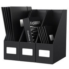Black Magazine File Holder(3 Pack) Cardboard File Holder-Storage Desk Organizer Office Magazine Rack price