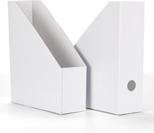 12 Pack White Magazine File Holder, Cardboard Magazine Rack with Label, Foldable Office Magazine Rack price