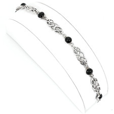 Vintage 925 Sterling Silver Black Onyx Star Celtic Love Knot Bracelet Natural Stone Bracelets price