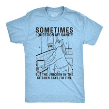 Mens Sometimes I Question My Sanity But The Unicorn T Shirt Funny Fantasy Top Men's Fantasy Wear price