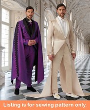 SEWING PATTERN Men Costume Dark Fantasy Villain Suit Jacket Coat Train Cape 3030 Men's Fantasy Wear price
