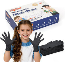 Kids Disposable Gloves for 4-8 Years, 5Mil Small Black Nitrile Gloves for Work, Kids' Gloves price