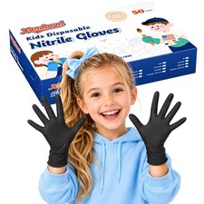 Xandoval Kids Nitrile Gloves for 6-10 Years, 5Mil Black Small, of 50pcs Kids' Gloves price