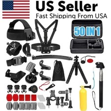 50 Pcs For Gopro Hero 10 11 12 8 7 6 5  Accessory Kit Bundle Chest Head Mount ^^ Action Camera Accessories price