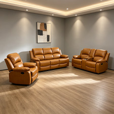 Ginger Semi PU PVC Faux Leather 3pc Sofa Set Modern Living Room Couch Furniture Sofa Set price