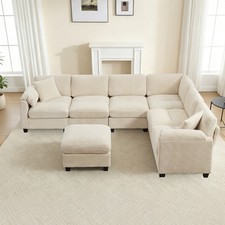 L Shaped Sectional Cloud Couch Corduroy Modular Sofa Set w/Chaise&Throw Pillows Sofa Set price
